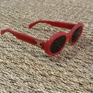 Celine Triomphe Oval Sunglasses Red